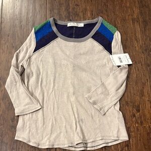 Free people rainbow knit top,  Patchwork Long Sleeve Top